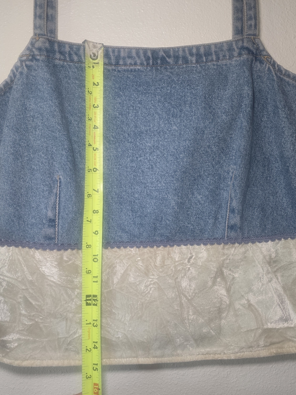 Vintage Wrangler Womans Denim And Cream Velvet Crop Top Sz LG NWT - Picture 2 of 7